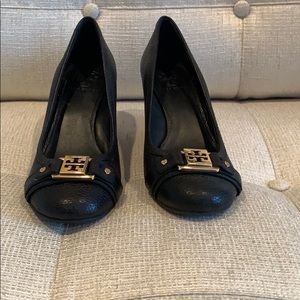 Black Tory Burch Wedge with gold hardware